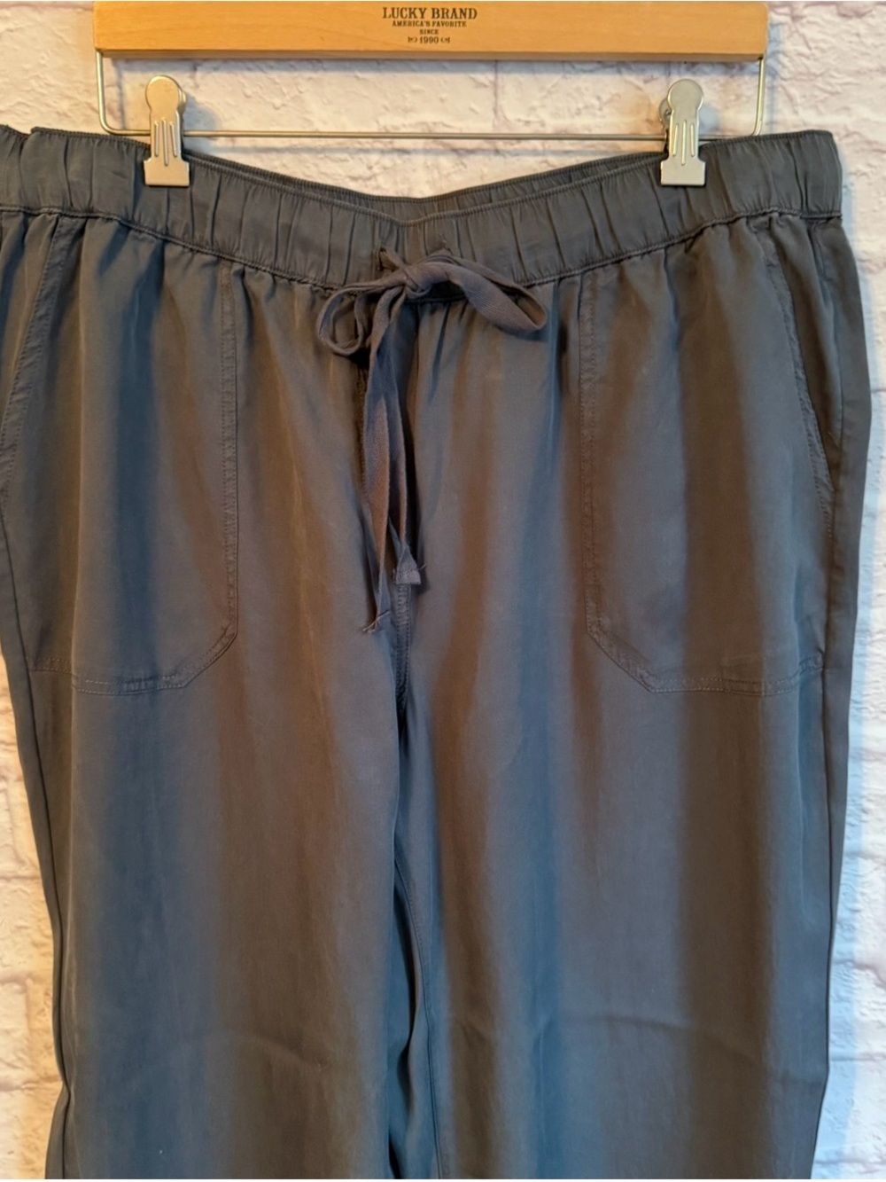 Workshop Charcoal Gray Wide Leg Tencel Drawstring Pants NWT - Picture 2 of 9